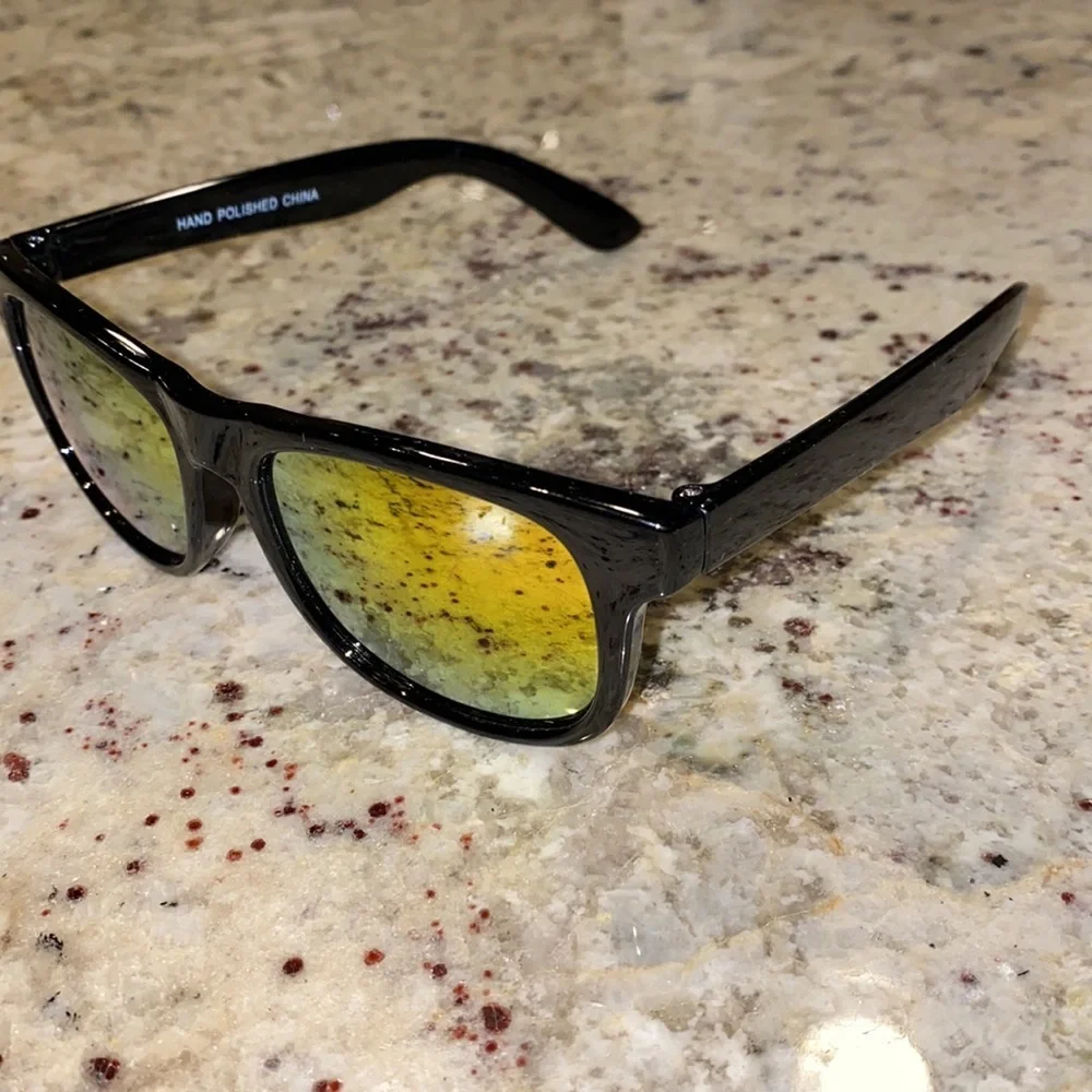 Black sunglasses 🕶 Target shades orange iridescent lenses black plastic frame​​